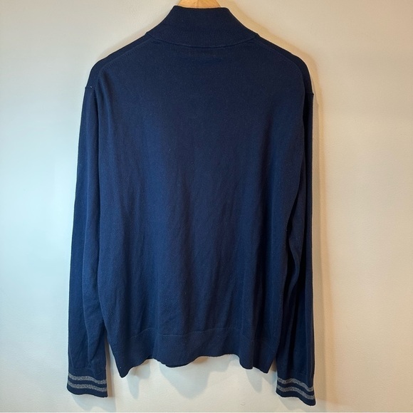 Banana Republic Pima Cotton Cashmere Sweater 1/4 Zip Pullover Men’s Large Blue - Picture 5 of 7
